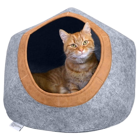 Kitty City Felt Round Bed, Warm and Cozy cat Bed, Gray C42