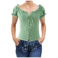 thumbnail image 2 of Women Shirts Women'S Oktoberfest Plaid Button Up Shirt With Waist Green S, 2 of 4