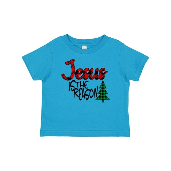 Inktastic Christmas Jesus is the Reason with Green Plaid Tree Boys or Girls Baby T-Shirt