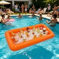 thumbnail image 2 of Leeye Inflatable Cup Holder Float, 48.4 x 23.6 Inch Pool Drink Tray with Cup Holders, Floating Beverage Station for Swimming Pool Parties, Orange, 2 of 4
