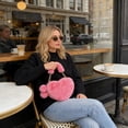 thumbnail image 4 of Furry Heart Shaped Purse Fluffy Faux Fur Shoulder Bag Crossbody Handbag for Women Girl, 4 of 4