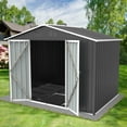 thumbnail image 4 of Outdoor Storage Shed with Integrated Punched Vents, Metal Garden Sheds 6ftx8ft with  Aluminum Frame Structure, Outdoor Storage Sheds, Grey, 4 of 5