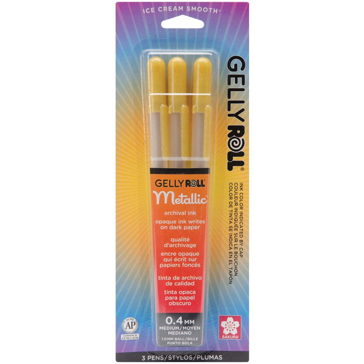 Gelly Roll Metallic Medium Point Pens 3/Pkg-Gold