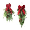 thumbnail image 3 of Couronne Artificielle de Noël à l'Envers Nœud Papillon Baies Rouges Décoration d'Arbre en Forme de Larme pour Décoration de Maison Festival Porte d'Entrée, 3 of 8