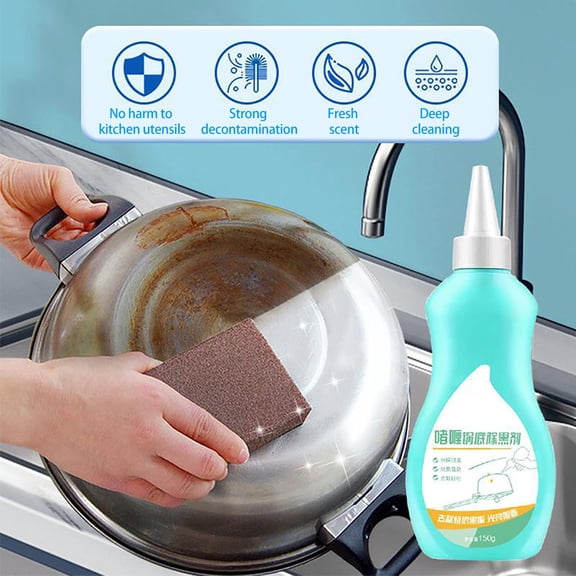 Stainless Steel Pot and Pan Bottom Cleaner Heavy Duty Degreaser for Burnt Oil Stains 150ml Gel