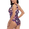thumbnail image 4 of Salouo Cute Squirrel Floral Pattern One Shoulder Ruffled One Piece Swimsuit for Women V Neck Swimwear Tummy Control Bathing Suit-X-Large, 4 of 6