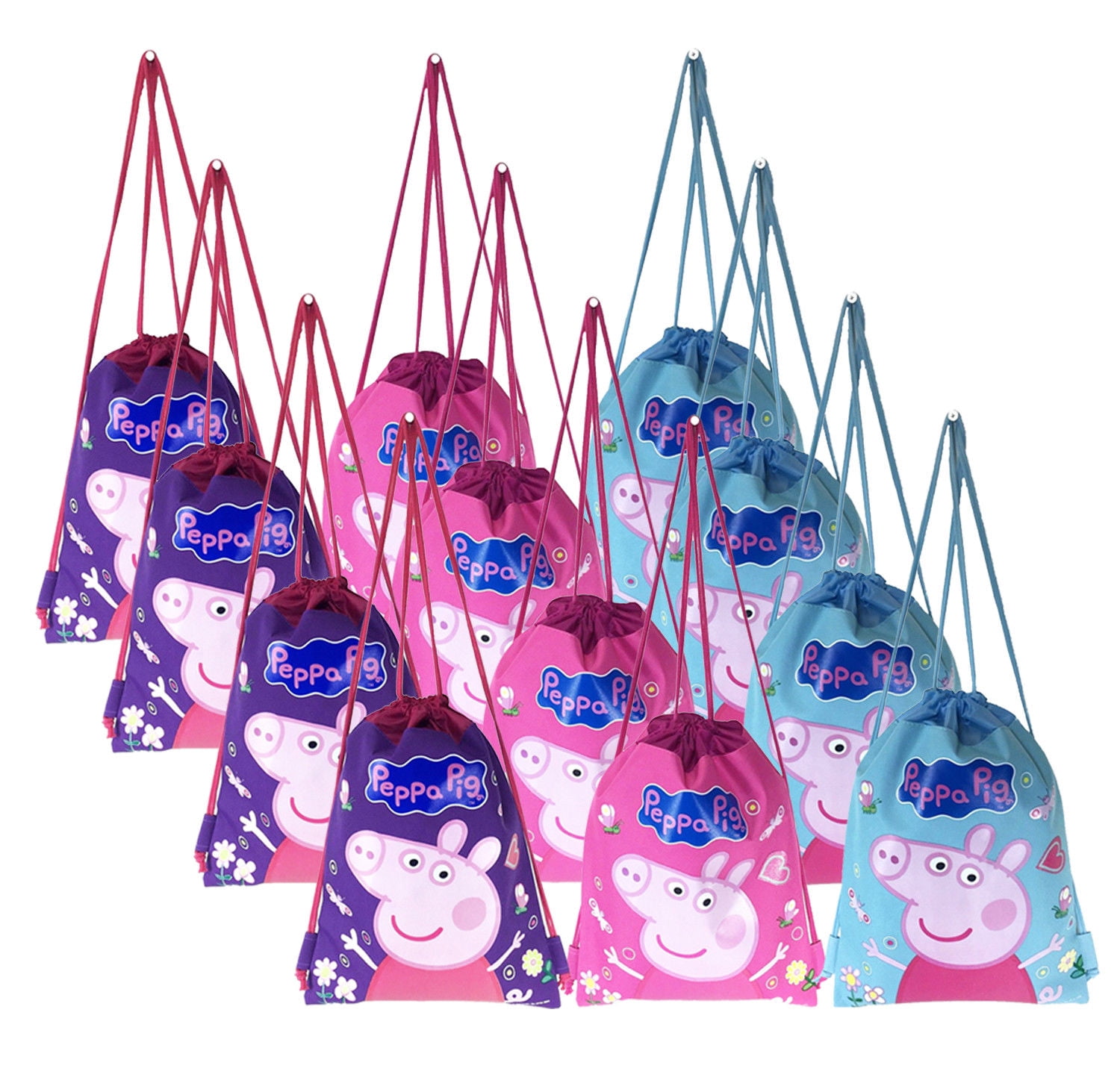 Peppa Pig 12pcs Peppa Pig Drawstring Backpack Child Sling Tote Gym