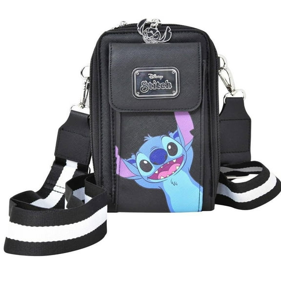 Disney Stitch PU Double Zipper Wallet Crossbody with Wide Strap