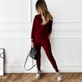 thumbnail image 3 of Conjunto de suéter y pantalón con cuello alto y color liso para mujer, informal, a la moda, para otoño e invierno, 3 of 6