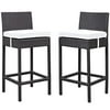 Modway Lift Bar Stool Outdoor Patio Set of 2 in Espresso White