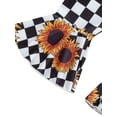thumbnail image 5 of Baby Girls Clothes Set, Long Sleeve Letters Tops with Ruffle + Sunflower Print Flare Pants + Headband for Spring, Fall, 5 of 7