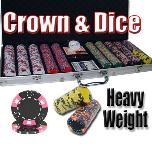 500ct. Crown & Dice 14g Poker Chip Set in Aluminum Metal Carry Case