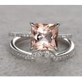 thumbnail image 2 of 1.50 Carat Peach Pink Real Morganite (princess cut Real Morganite) Moissanite Engagement Ring Wedding Bridal Set with 18k Gold Plating, 2 of 4