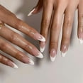 thumbnail image 2 of Almond Press on Nails Short Fake Nails Press ons Nude Pink False Nails with Design Cute Glossy Full Cover Acrylic Glue on Nails Artificial Stick on Nails for Women Manicure 24Pcs style11 24 Fl Oz, 2 of 4