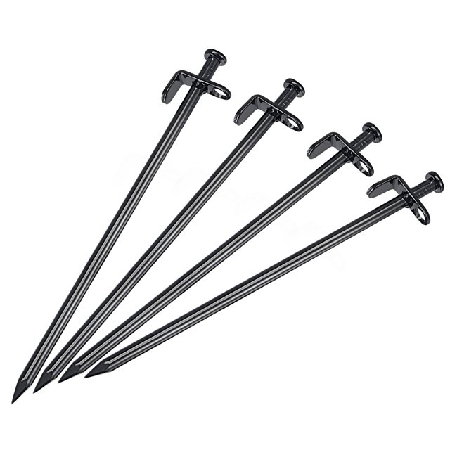 Carpa Estacas Acero Pesado Terreno Clavijas con Gancho 29cm/11,4 Pulgadas para Exterior Campamento Toldo Lona, Negro Paquete de 8 Unique Bargains Estacas de tienda