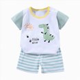 thumbnail image 4 of NOLDARES Toddler Boy Outfit Print Short Sleeve T-shirt Shorts Clothing Set Baby Boy Clothes(White,12-18 Months), 4 of 4