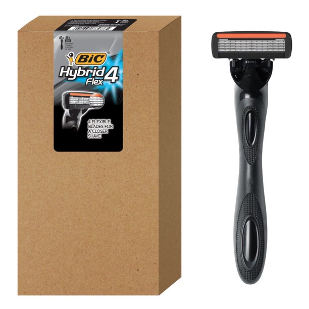 BIC Flex 4 Hybrid Men's Disposable Razor, 2 Handles, 8 Cartridges
