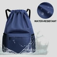 thumbnail image 5 of Muka Swim Bag Gym Backpack Drawstring Beach Backpack for Men Women Swimming with Wet & Dry Compartment, Water Resistant Fabric-Navy Blue, 5 of 8