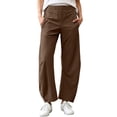 thumbnail image 2 of CFLVAEK Barrel Pants for Women Plus Size Wide Leg Harem Pant Quick Dry High Waisted Baggy Trousers with Side Pockets Coffee S, 2 of 8