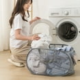 thumbnail image 2 of Flmtop Laundry Basket with Side Pocket Large Capacity Thickened 2 Compartments Multifunctional Sorting Collapsible Mesh Laundry Hamper Bag Clothes Organizer Bathroom Supplies, 2 of 11