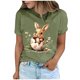 thumbnail image 2 of Tops de Cuello Alto para las Mujeres Amante Impreso Camiseta Cuello Redondo Manga Corta, Poliéster Spandex, 2 of 7
