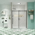 thumbnail image 2 of MAYEERTY 60*74" Double Sliding Shower Bypass Door, 5/16"Tempered Glass & 8"Stainless Steel Handle, Matte Black, 2 of 19
