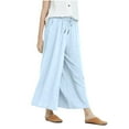 thumbnail image 2 of Lilgiuy Woman Solid Color Cotton And Linen Loose Casual Wide Leg Nine-Quarter Pants Petite Classic Allure Fit Proportioned Pant, 2 of 5