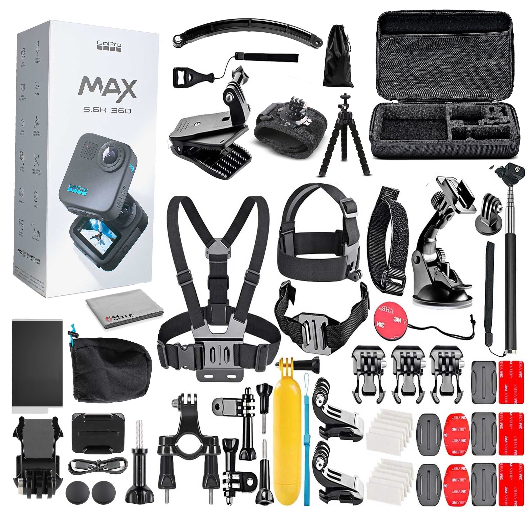 GoPro MAX 360 (2025) Waterproof Action Camera with 64GB Card & DigiNerds 50-Piece Kit – Dual-Lens 5.6K Spherical Video, Voice Control