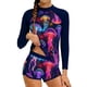 thumbnail image 1 of Odeerbi 8-15 Años Niñas Verano 2 Piezas Upf 50 + Manga Larga Rash Guard Conjunto Lindo Impresión Rápido Seco Surf Traje de Baño Con Pantalones Cortos, 1 of 5