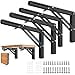 thumbnail image 3 of AUTOHJ Folding Shelf Brackets - 10 Inch 4 Pcs Heavy Duty Metal Collapsible Triangle Shelf Bracket, DIY Wall Mounted Foldable Shelf Bracket, Space Saving for Bench Table, 3 of 4