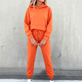 thumbnail image 2 of 2 Piece Sets for Women Sawvnm Women's Fashion Two Piece Sets for Women - Solid Color Round-Neck Long Sleeve Top and Pants with Elastic Waist, 2 of 5