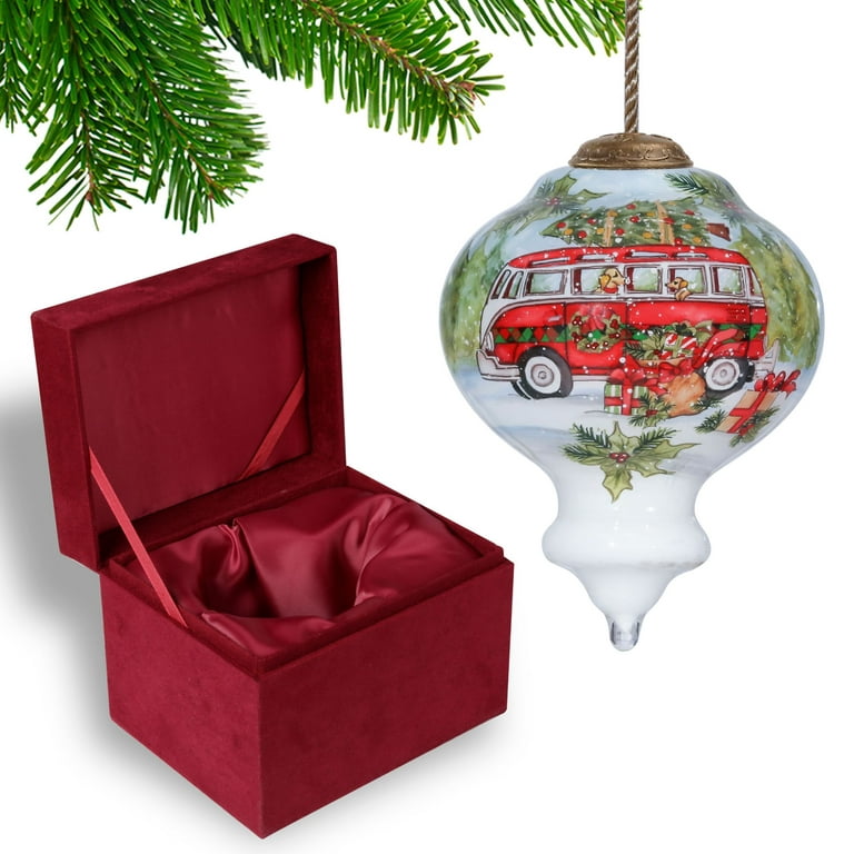 Ornament glass red car w/christmas tree H5.5cm (1192720055015
