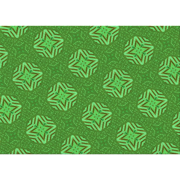 Ahgly Company Indoor Rectangle Patterned Neon Green Area Rugs, 2' x 5'