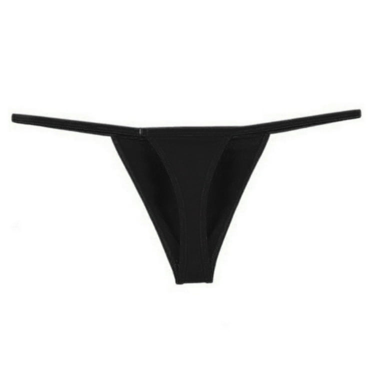 FELWORS Open Back Mens Underpants Low Waist Briefs Thong Underwear Black  Polyester,Spandex
