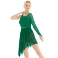 thumbnail image 2 of renvena Women Girls Lyrical Ballet Dance Costume Single Long Sleeve Asymmetric Leotard Dress, 2 of 7
