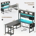 thumbnail image 3 of SEDETA L Shaped Gaming Desk with Hutch, 57.5” Reversible Home Office Desk with Power Outlet and Pegboard, Gaming Computer Desk with Keyboard Tray and LED Lights and Storage, Grey, 3 of 8