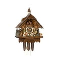 thumbnail image 1 of Cuckoo Clock Black Forest house with moving wanderer, turning mill-wheel, 1 of 1