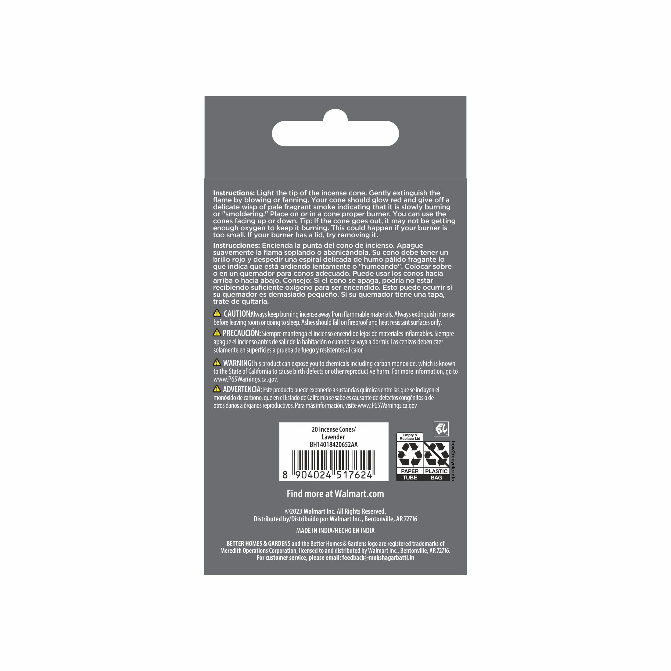 Better Homes & Gardens 1" Premium Charcoal Incense Cones, Lavender, 20 Pack