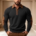 thumbnail image 4 of Guluxicc Dressy Henley Sweatshirts for Men Elbow Patch Ribbed Cuffs Hem Button Closure Collared Long Sleeve Casual Sweatshirts for Fall Winter Pullover, 4 of 7