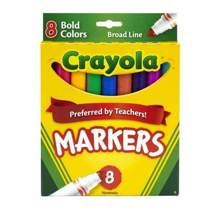 Crayola Classic Broad Line Marker Set, Assorted Colors, 8 Count