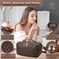 thumbnail image 2 of Travel Makeup Bag,2 in 1 Crossbody Cosmetic Zipper Pouch for Makeup Kit Organizer Bag with Handle&Strap,Brown, 2 of 7