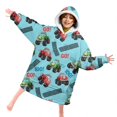 thumbnail image 4 of Monster Cartoon Truck Blue Pattern Lamb Fleece Blanket Hoodies for Teens ,Teens Oversize Sherpa Wearable Hooded Blanket Sweatshirt with Super Pockets, 4 of 6