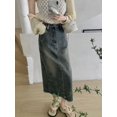 thumbnail image 3 of Faldas vaqueras para mujer, tallas S-5XL, de verano, combinables, estilo americano, sencillas, lisas, cómodas, informales, para la calle, para colegialas, faldas midi nuevas, 3 of 6