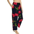 thumbnail image 2 of Naloa Cherry Print Women’s Ultra-Soft Comfy Pajama Lounge Pants with Pockets & Drawstring, 2 of 8