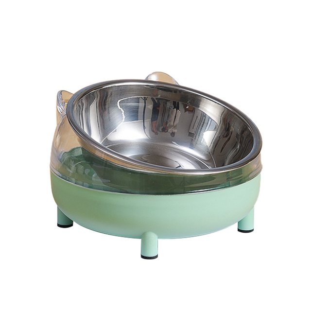 Cuenco para mascotas de acero inoxidable, protección para las vértebras cervicales, cuenco oblicuo extraíble antideslizante para la boca MFZFUKR CPB-DE-SSW2457-2