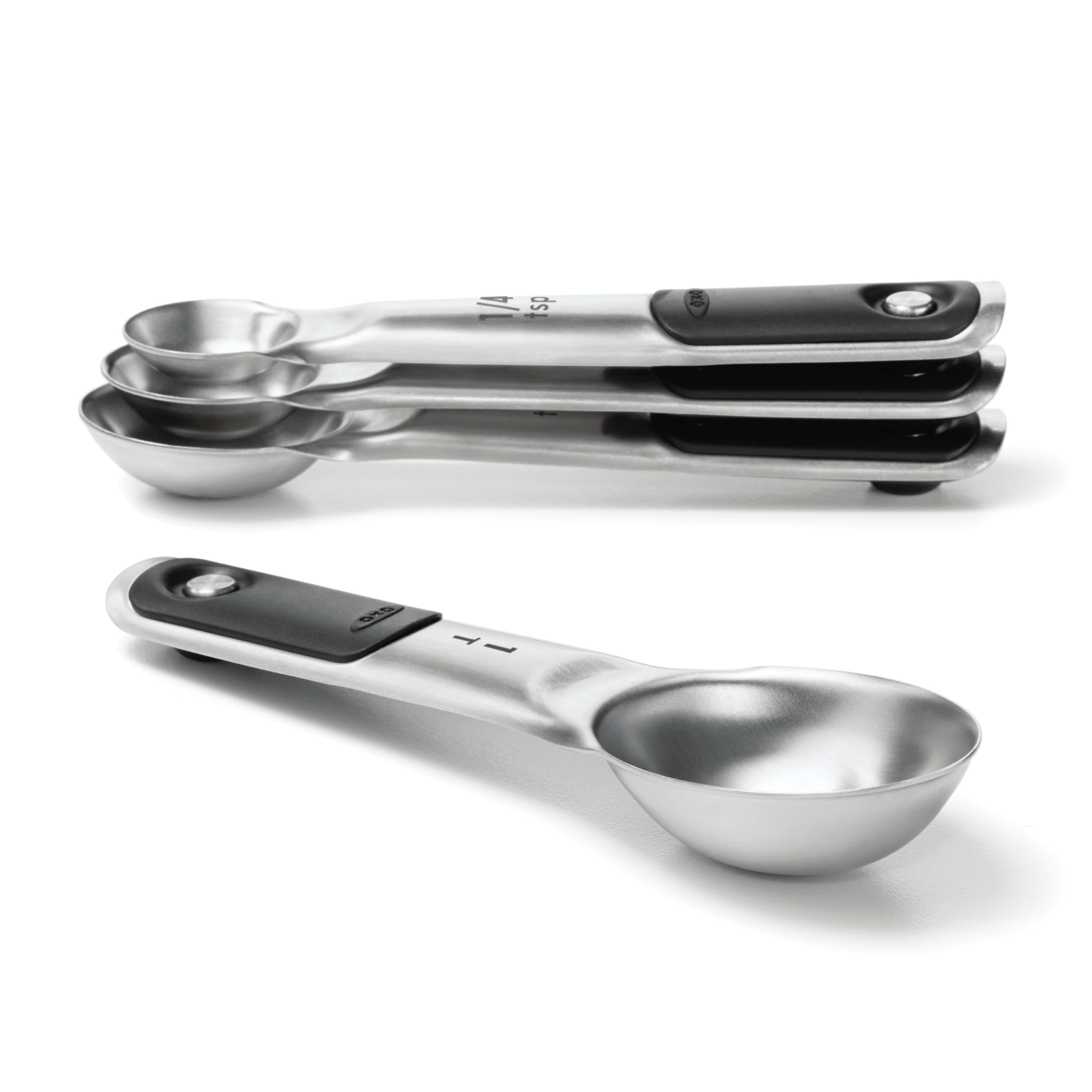 OXO Stainless Steel Measuring Spoons 4-Piece Set with Magnetic Handles and Etched Measurements