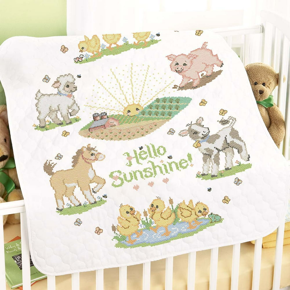 Herrschners® Pre-Quilted Hello Sunshine & Farm Animals Baby Quilt