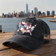 thumbnail image 2 of GrmtClth Usa 250th Anniversary Hat Patriotism American Flag Print Baseball Cap Classic Distressed Washed Cap Trend Adjustable Headwear Black, 2 of 7