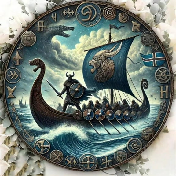 HELLOYOUNG Durable Viking Aluminum Sign - Vintage Retro Metal Style, Suitable for Indoor & Outdoor Use, Perfect Decor for Office & Man Cave