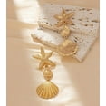 thumbnail image 3 of Trendy pierced 3" gold starfish and shell dangle earrings, 3 of 4